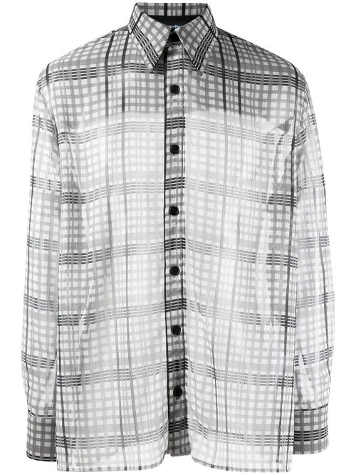 Semi-sheer check-print shirt - Grey