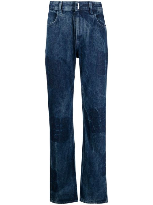 4G-print mid-rise straight-leg jeans - Blue