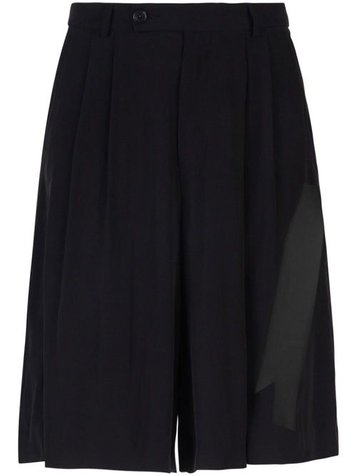 Framis-tape pleated bermuda shorts - Black