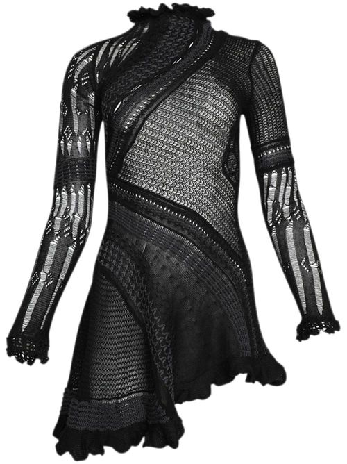 Ali crochet-knit minidress - Black