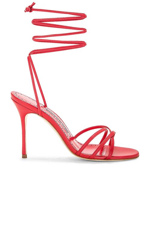 Manolo Blahnik Leva 105 Sandal in Bright Red - Red. 37 also