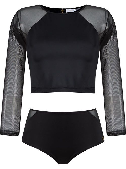 Cropped top and hot pants set - Black