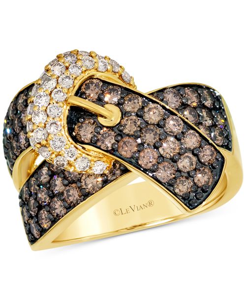 Chocolate Diamond & Nude Diamond Belt Buckle Ring (2-1/2 ct. t.w.) in 14k Gold - Yellow Ring
