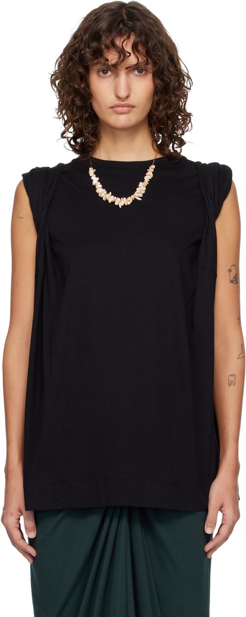 Black Loose Sleeveless T-shirt