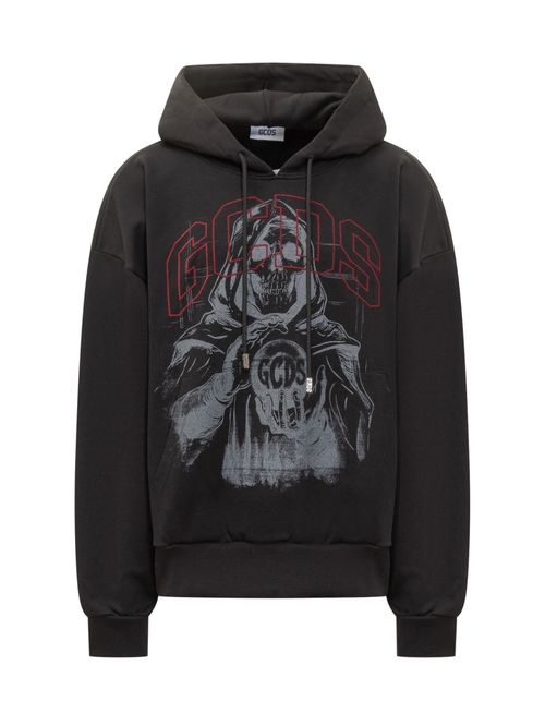 Black Graphic Hood Sweatshirt