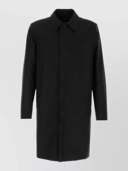 Gucci - cotton blend longline overcoat point collar