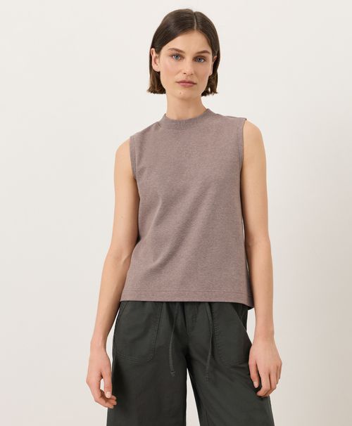 Women's Deep Taupe Heather Airplane Mock Neck She