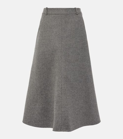 Mid-rise wool midi skirt
