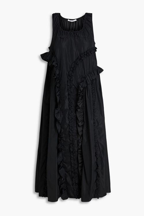Opal ruffled taffeta midi dress - Black - UK 6