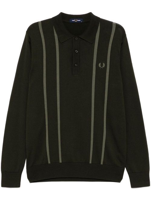 Striped knit polo shirt - Green