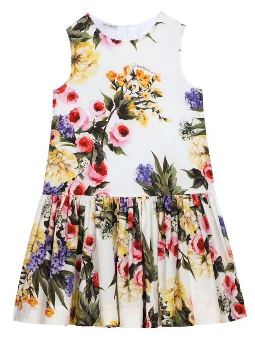 Giardino-print cotton dress - White