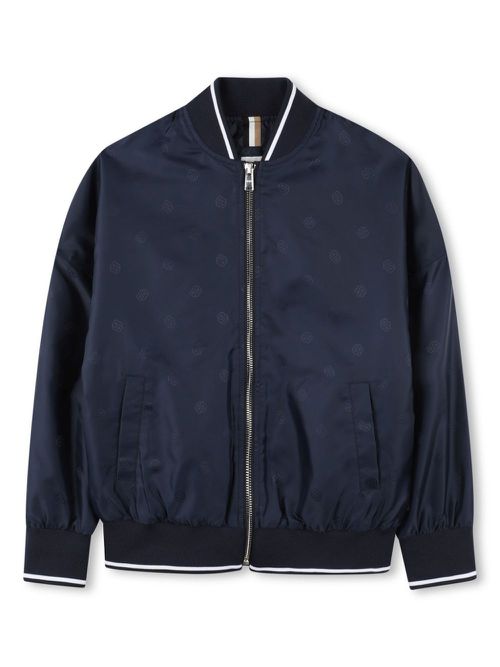 Logo-print zipped bomber jacket - Blue