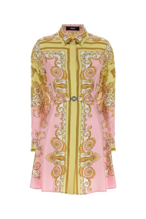 Silk Shirt Dress — Pink