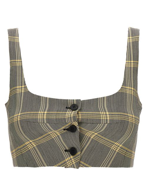 Check Print Virgin Wool Tank Top — Multicolor