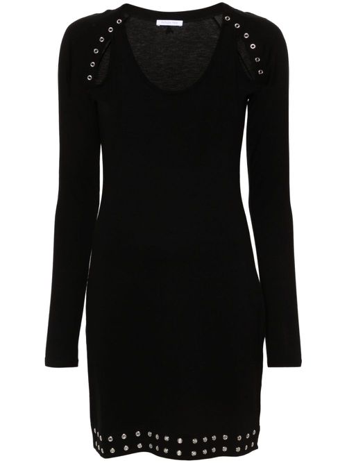 Eyelet-detailed jersey minidress - Black