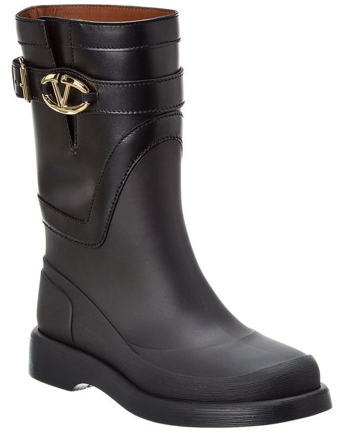 VLogo Rubber & Leather Rain Boot