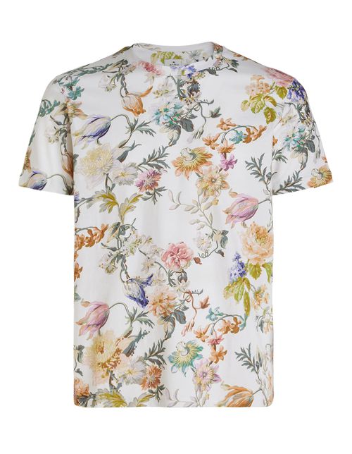 Man White T-shirt With Floral Print