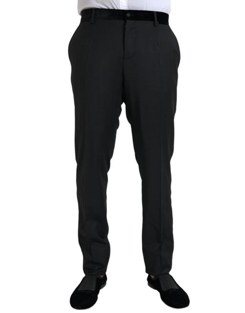 Silk-Wool Blend Trousers — Black