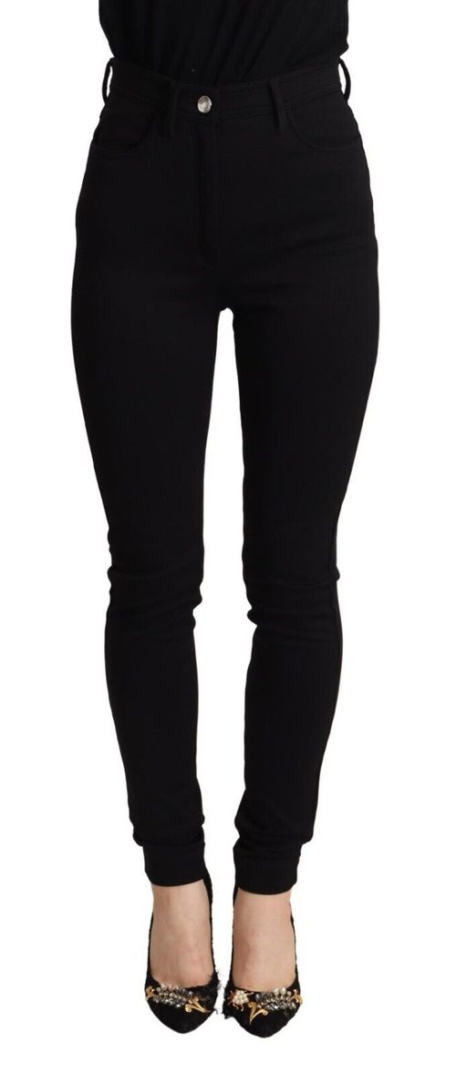 High-Waist Skinny Jeans — Black