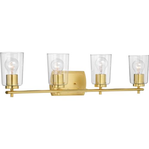 Satin Brass Four Light Bath & Vanity from the Adley Collection