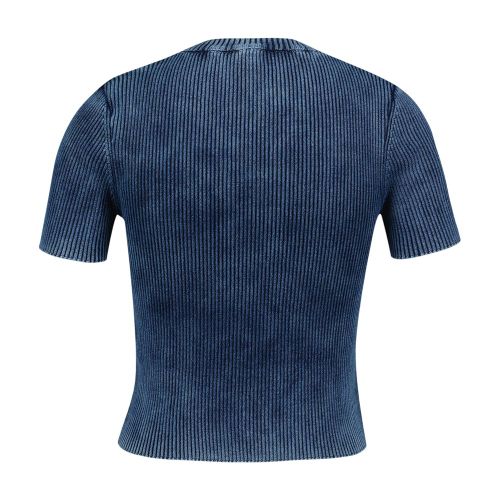Ribbed Cotton T-shirt — Blue