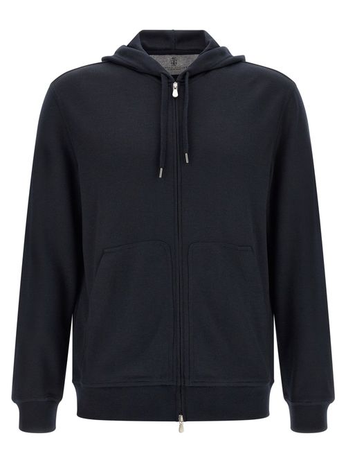 Cashmere Silk Blend Hoodie — Navy