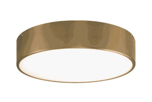 Aged Gold Brass Three Light Flush Mount from the Snare Collection