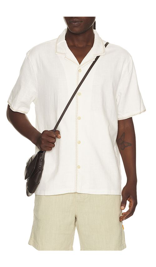 Marine Layer Embroidered Resort Shirt in White. L. Also in M, S, XL/1X
