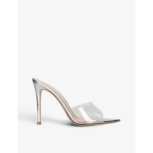 Womens Silver Elle 105 Leather and Pvc Heeled Mules