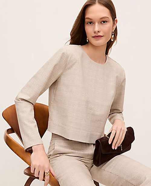 Ann Taylor Glen Check Crew Neck Top