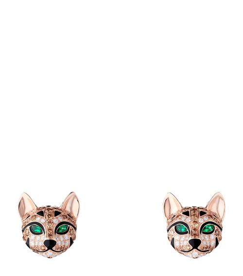 Rose Gold, Diamond and Emerald Animaux de Coll Earrings