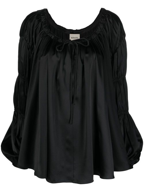 Lenny scoop-neck silk blouse - Black