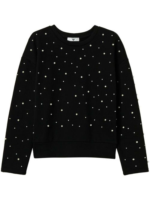Pearl-embellished crew-neck sweatshirt - Black