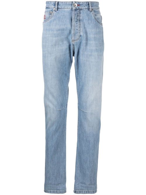 Mid-rise tapered-leg jeans - Blue