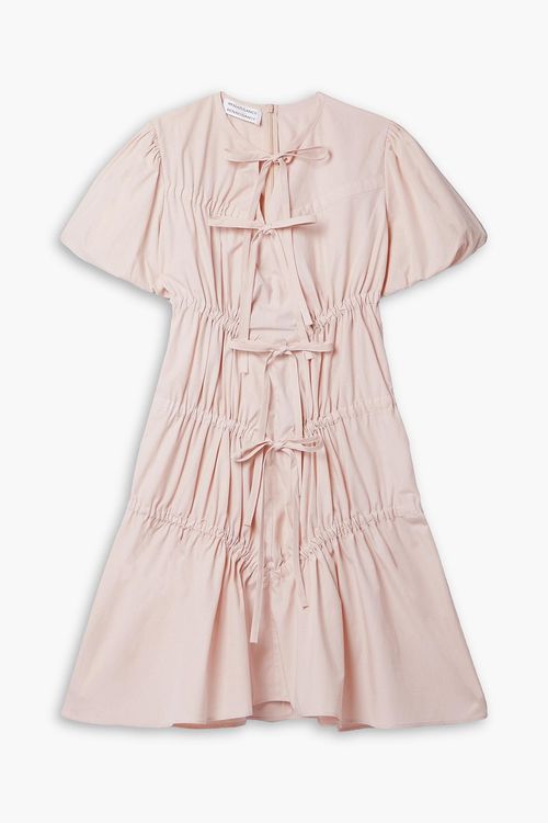 Crimes gathered cotton-poplin mini dress