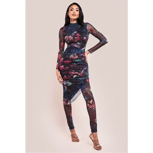 Goddiva Printed Sheer Leggings - Black
