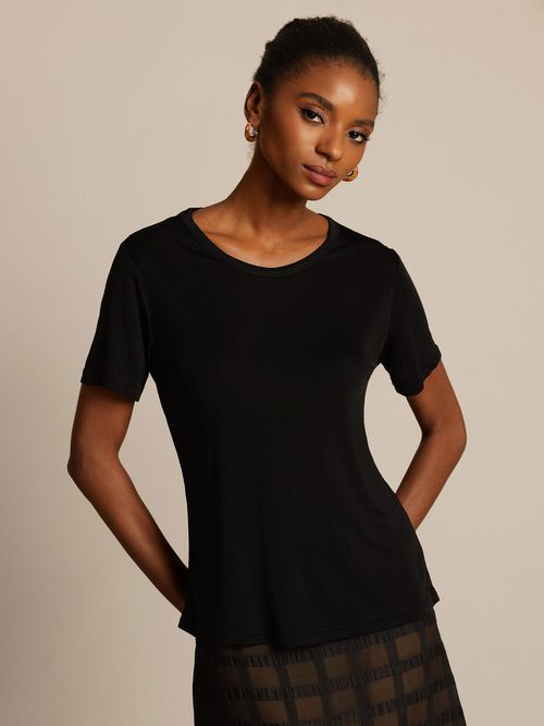 Silk Jersey Short Sleeve Round Neck Women's T-Shirt