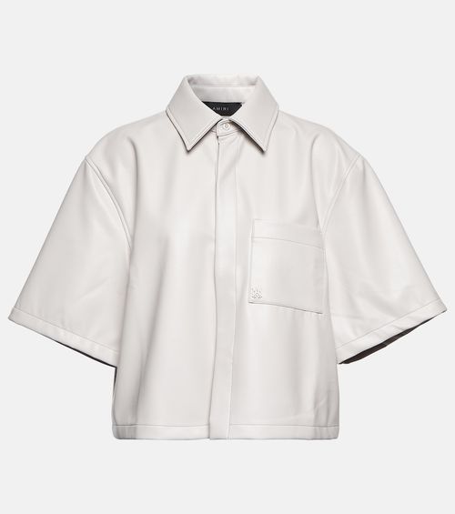 Faux leather overshirt