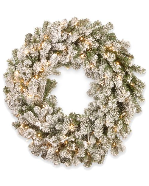 24in Snowy Sheffield Spruce Wreath With Twinkly Led Lights