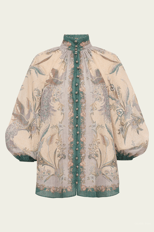 Indra Billow Blouse in Cream Scarf Floral