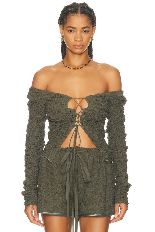 TG Botanical Emilia Blouse in Khaki - Olive.  S also in