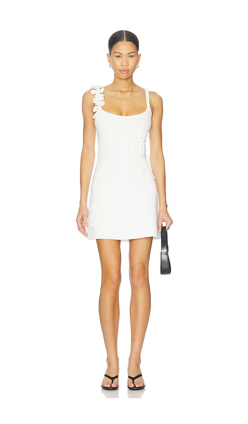AMUR Deedra Floral Knit Midi Dress in White. L. Also in