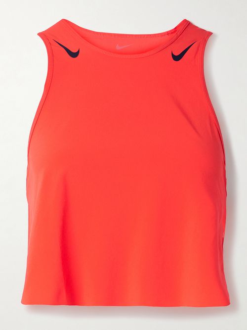 Cropped Paneled Dri-fit Tank - Red