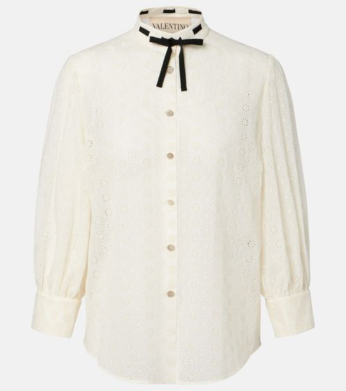 Broderie anglaise cotton poplin shirt