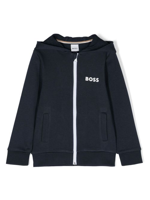 Logo-print zip-up hoodie - Blue