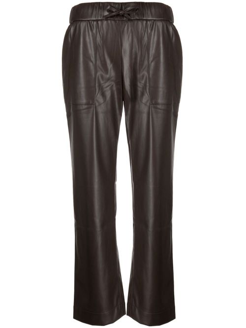 Cropped faux leather trousers - Blue