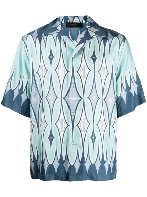 Argyle-print silk shirt - Blue