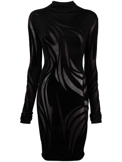 Sheer chenille minidress - Black
