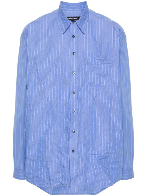 Embroidered-logo cotton shirt - Blue