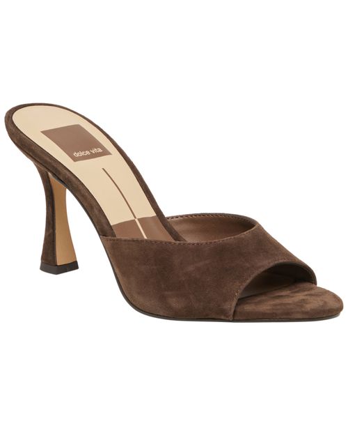 Women's Rosha Round Toe High Heel Dress Sandals - Dark Brown Suede